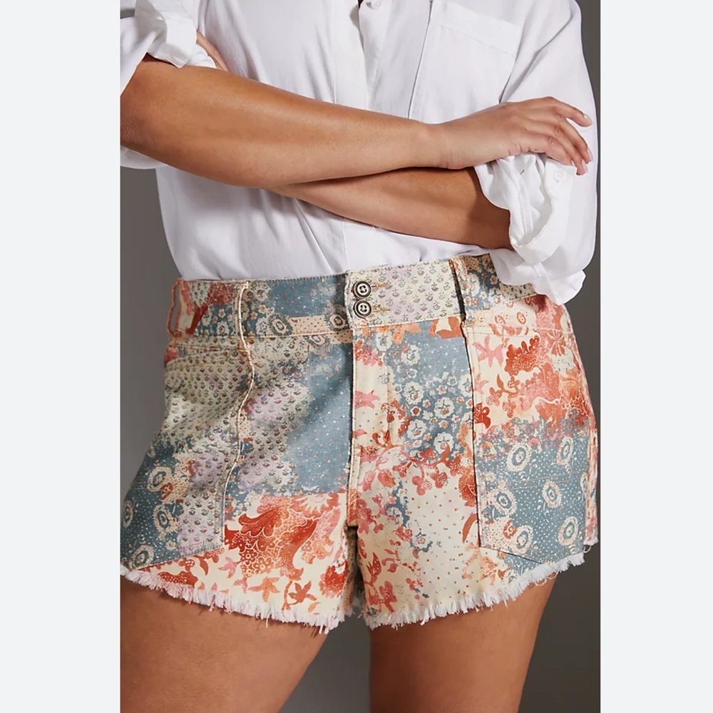 Anthropologie Pilcro The Wanderer Paisley Low Rise Boho Shorts Size 28 - Picture 14 of 14